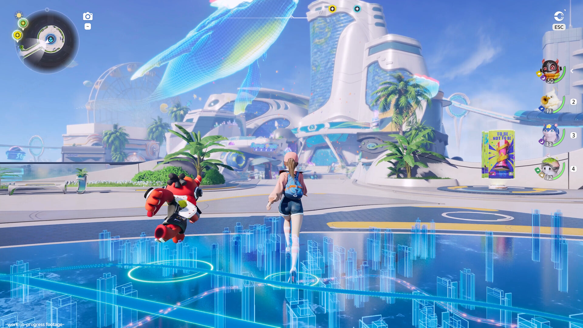 Aniimo gameplay screenshot showing the open world of Idyll with creature companions