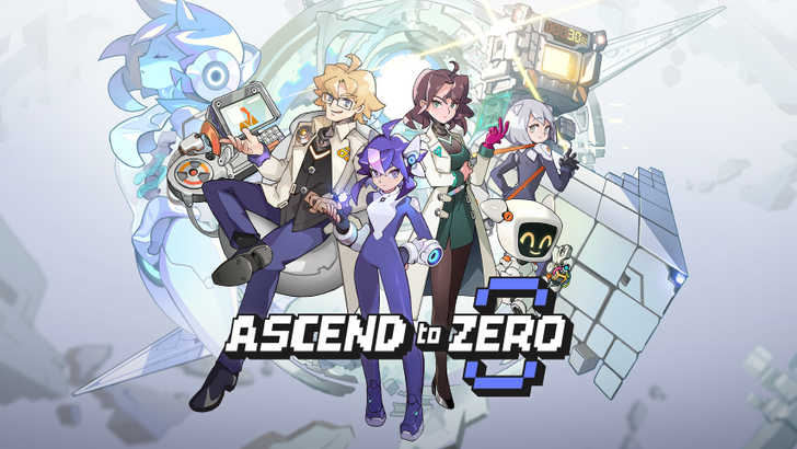 Ascend to Zero key art showing a sci-fi vertical environment with time-bending elements