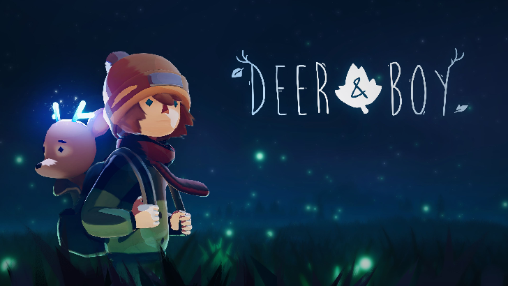Deer & Boy key art showing a boy and a fawn journeying through a dreamlike landscape
