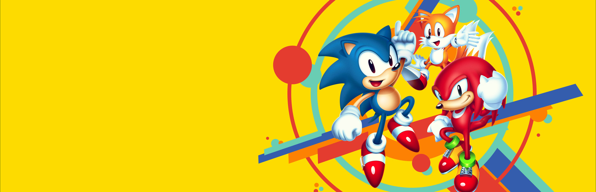 Sonic Mania key art with Sonic, Tails, and Knuckles